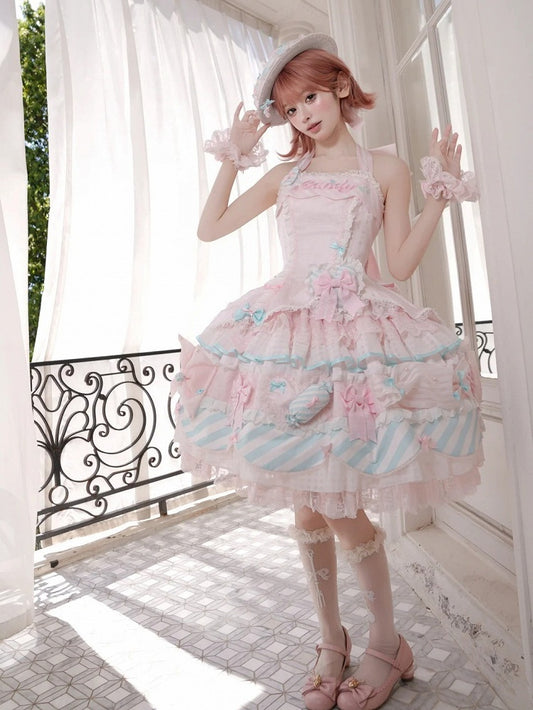 Pink & Blue Sweet Candy-themed Lolita JSK Dress - Meng Fu Zi