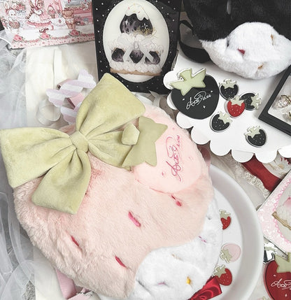 Red Black Pink Plush / Strawberry Backpack