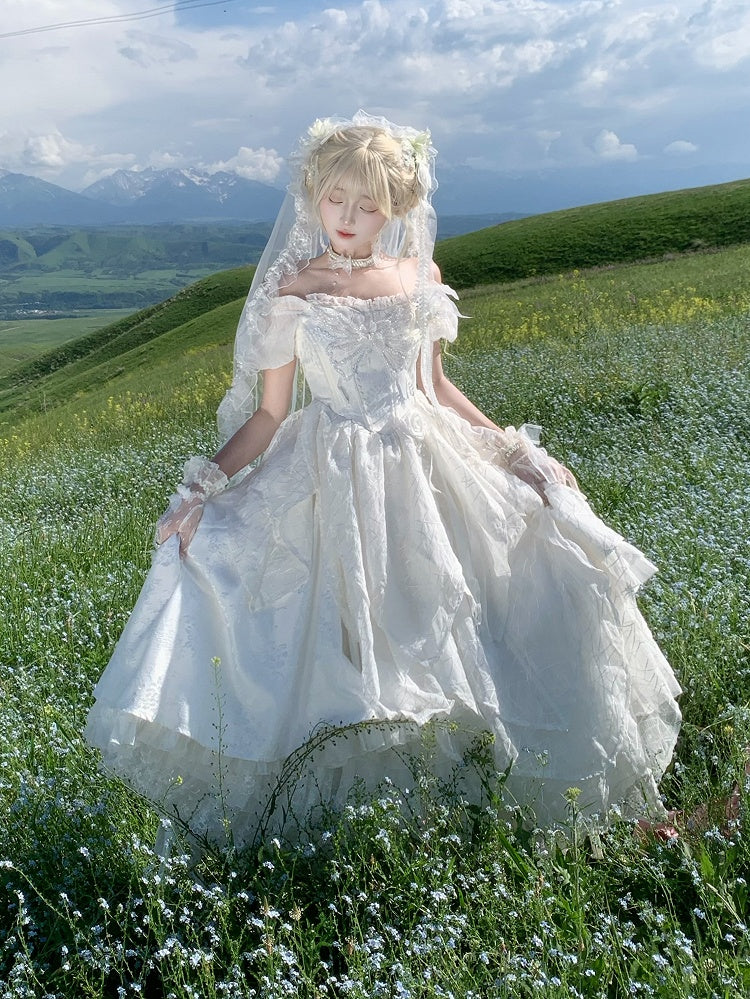 White Lace-Trimmed Sweet Lolita Skirt - Sweet Wood Lolita
