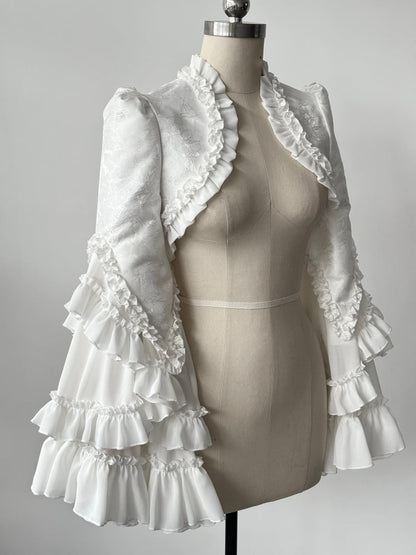 White Gothic Lolita Bell Sleeves Cutout Back Bolero