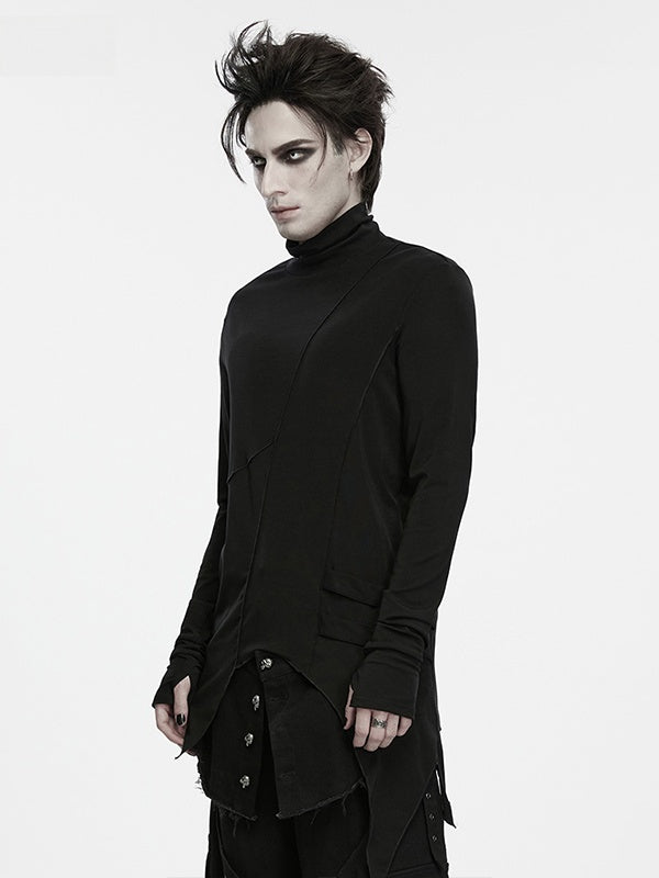 Shadow Turtle Neck Black Men's Gothic T-shirt - Punk Rave