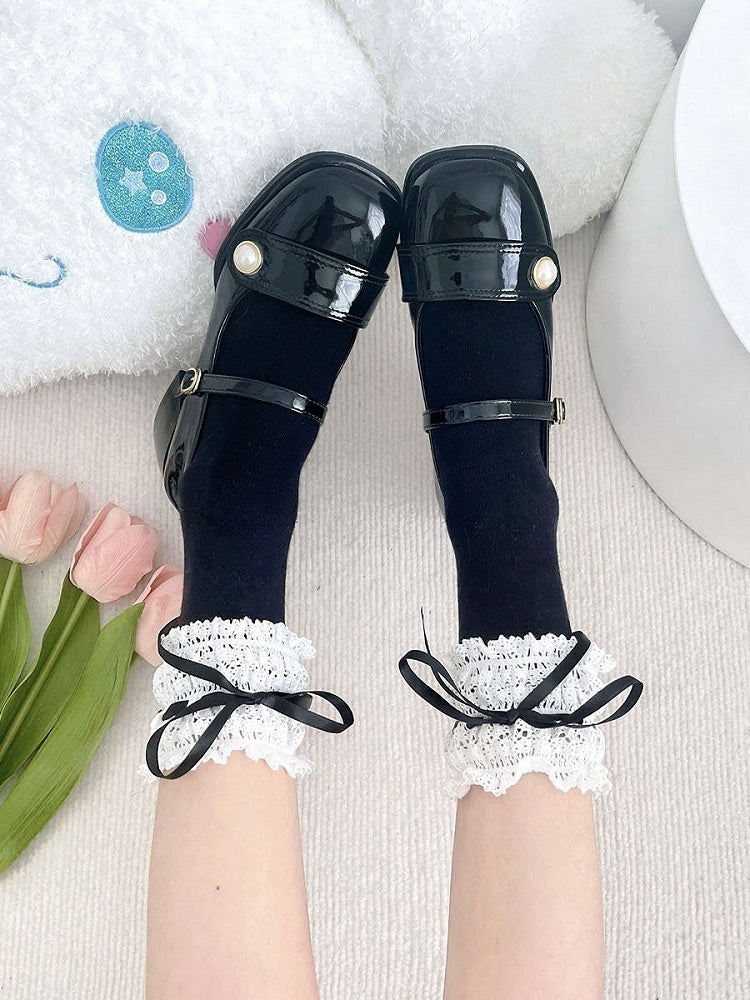 Ankle 4 Colors - Bow Socks Lace Ruffle