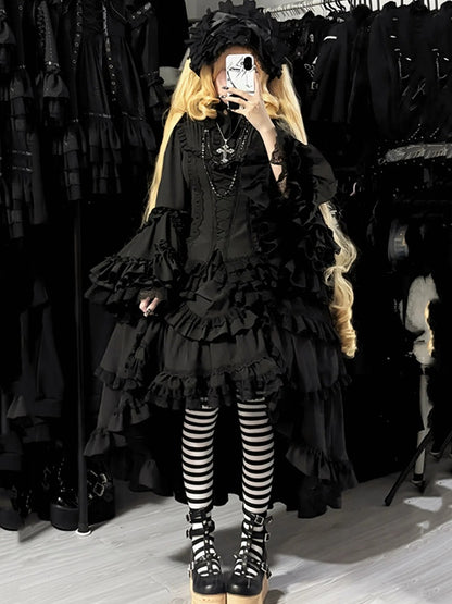 Lolita Sleeves Gorgeous Kuro Layered All Shirt Long Black Bell Gothic