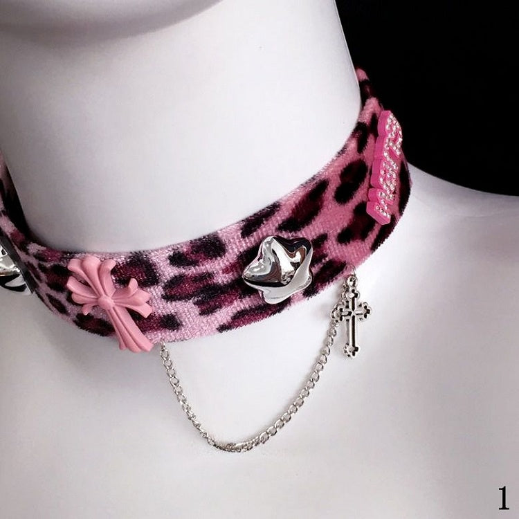 Pink Choker Leopard Print Accents and Star Cross with