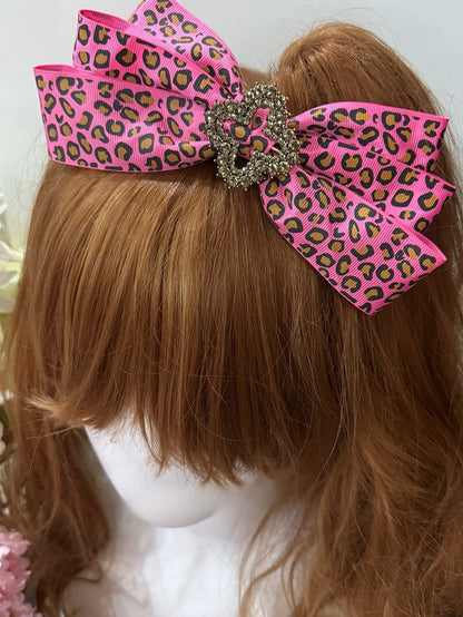 Rhinestone Hairclip Options Decorated 5 Pattern Color Leopard Bowknot