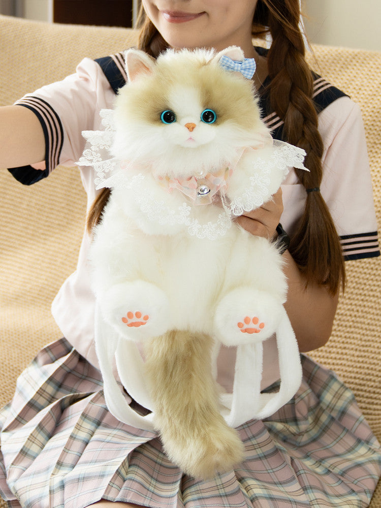 Ragdoll Cat Bag Plush Realistic Backpack/Crossbody Sitting
