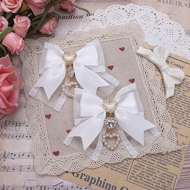 6 Heart Hairclip Options Kei Jirai Color Bowknot Charm