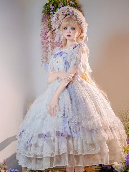 Light Purple Lolita JSK Wedding Dress with Lace - Cat Fairy Lolita