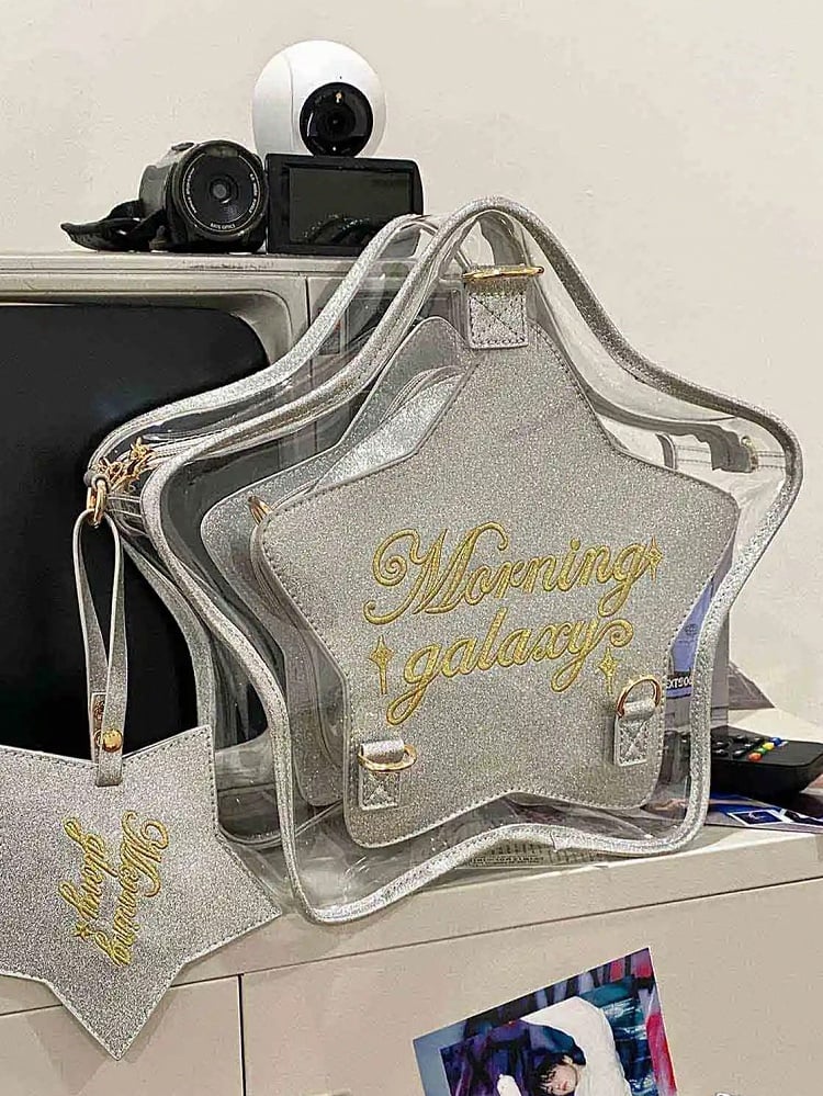 取り外し可能なシルバーチャーム付き星型痛バッグバッジPUセット