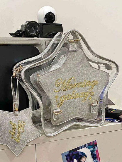 取り外し可能なシルバーチャーム付き星型痛バッグバッジPUセット