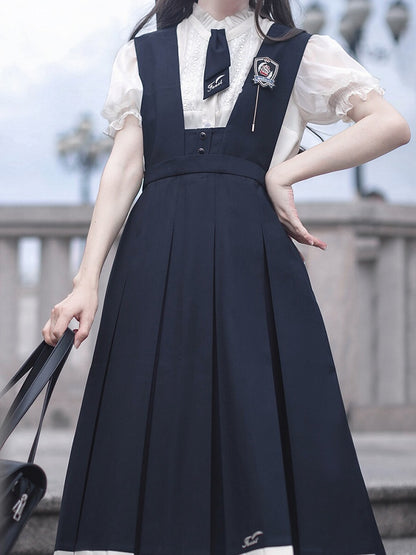 Tie Blue Letters Embroidery Dark