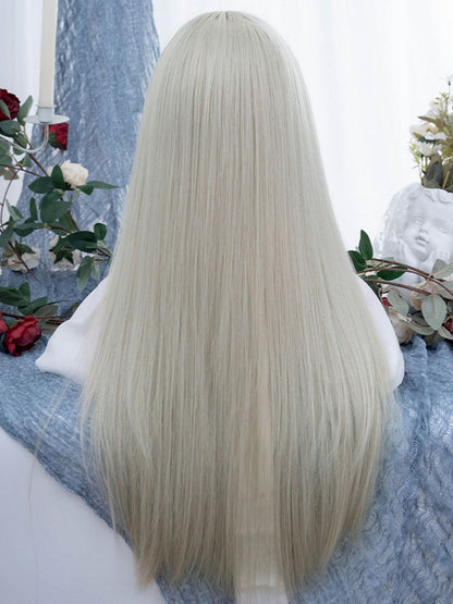 ブロンド姫カットロングストレート合成ウィッグ