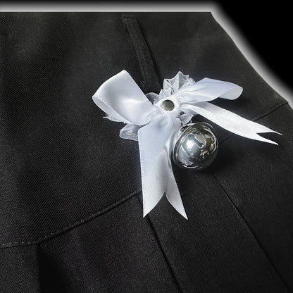 Y2K ブラック リボン ベルディテール ハイウエスト プリーツスカート