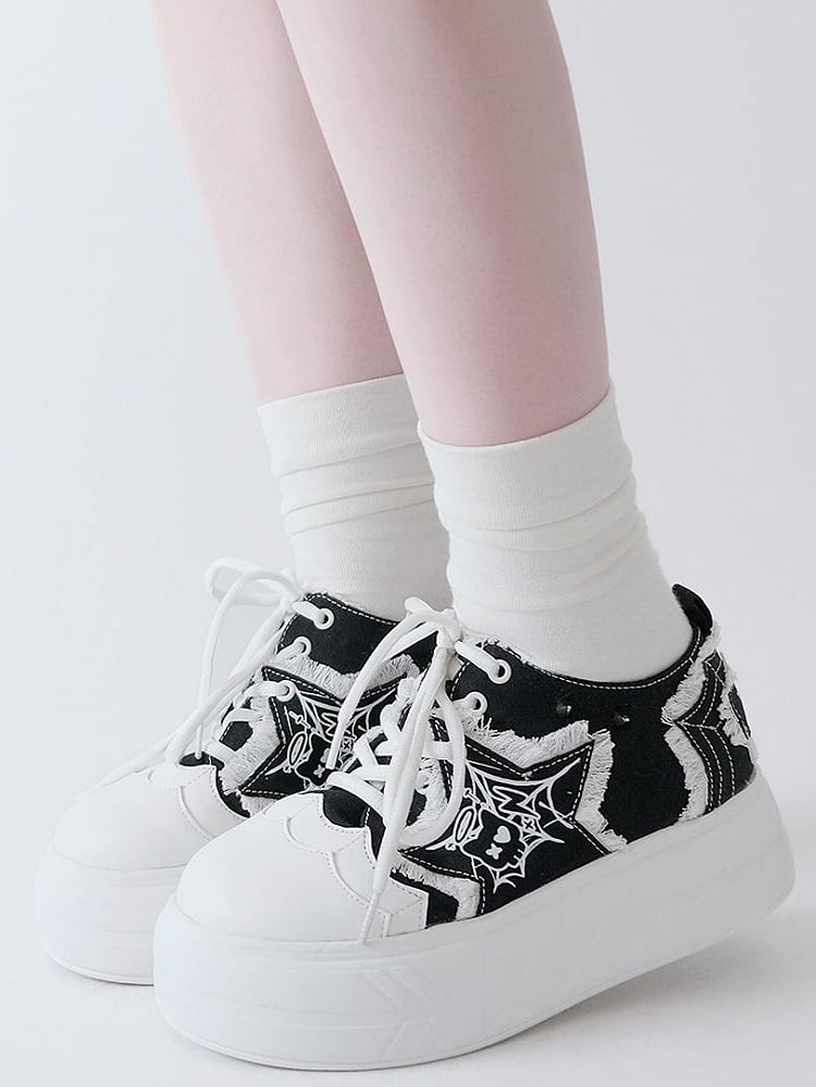 Star Y2K Platform Black Sneakers Applique