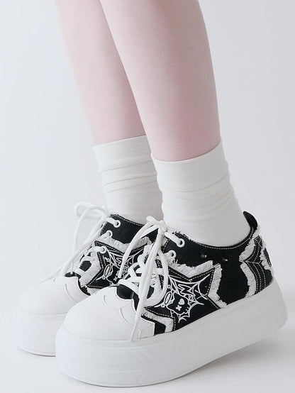 Star Y2K Platform Black Sneakers Applique