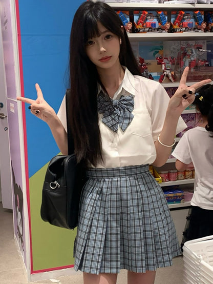 Short Style Preppy JK Shirt Uniform White Sleeves