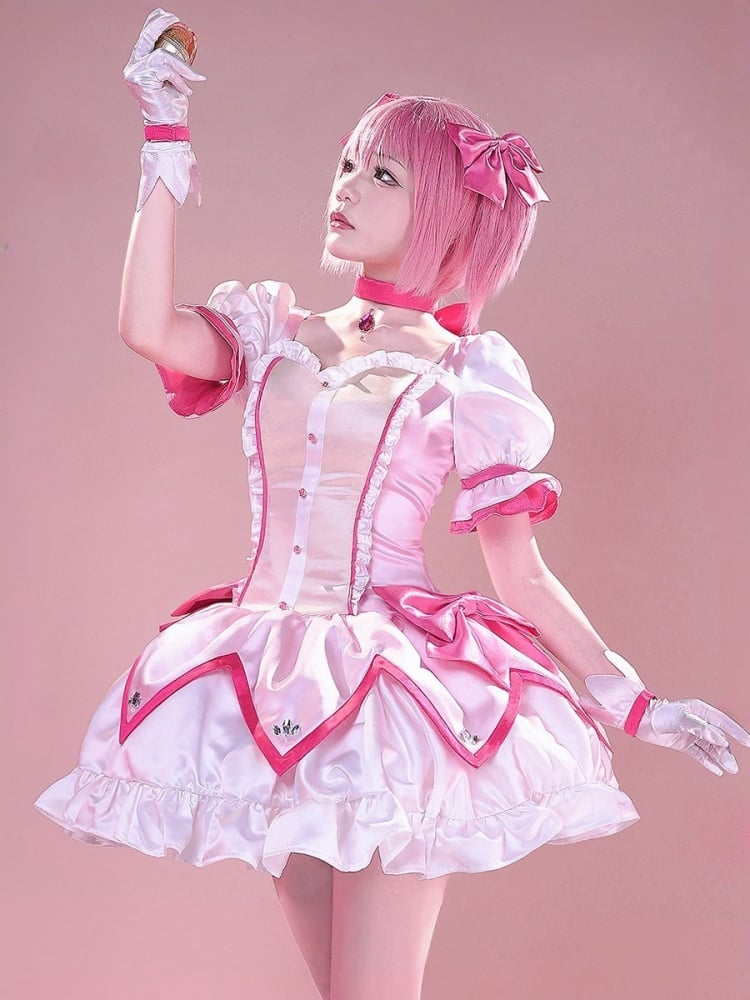 Puella Magi Madoka Magica Kaname Madoka Rosa Kleid Cosplay-Kostüm im Lolita-Stil