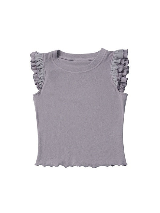 Dusty Purple Two-Piece Set: Flutter Sleeve Top and Split Cami - PINK SAVIOR