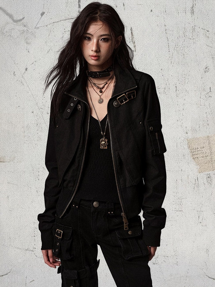 Top Black Ribbed Sleeve Knit Long - Cuffs Slim-fitting Cinching Waist