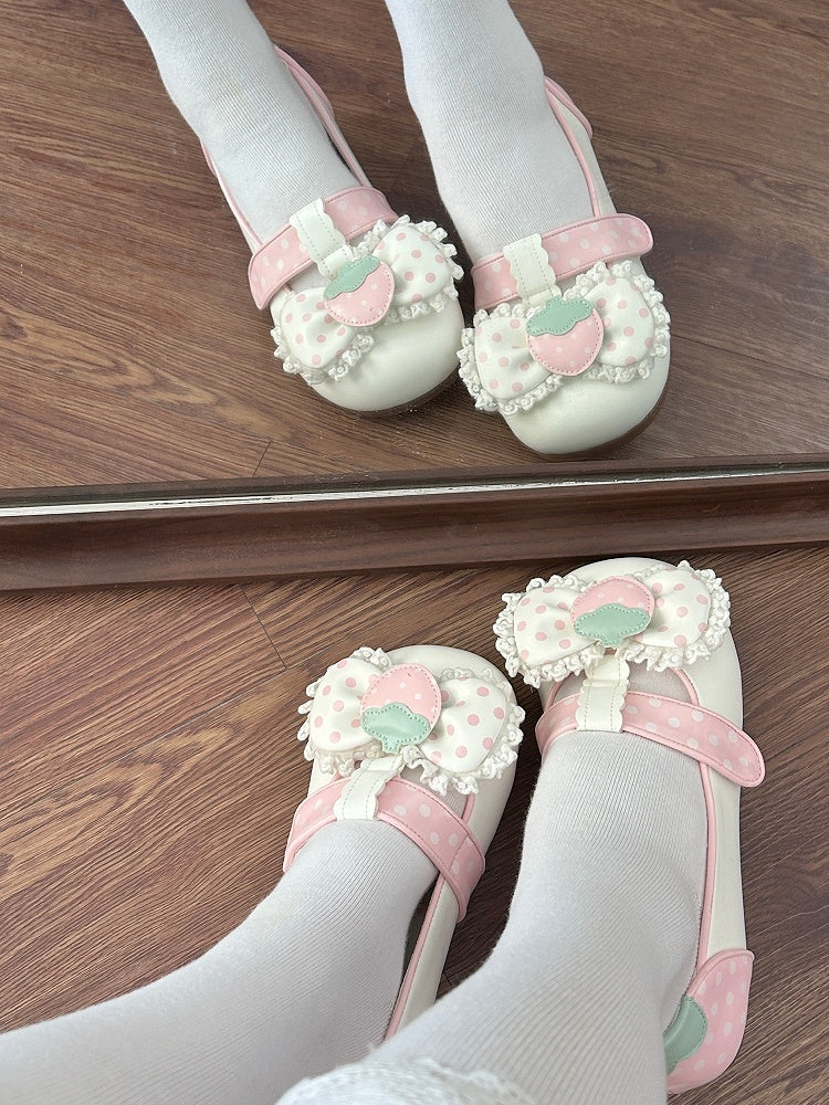 Flat - Shoes White Sweet Lolita Strap Velcro T-Bar