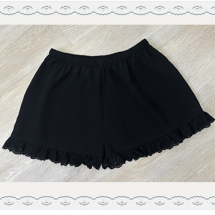 Black Lace Trim Shorts - Ekomi
