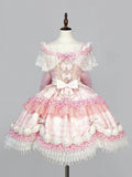 Princess Dress Heart with Hime Pink Pattern Lolita