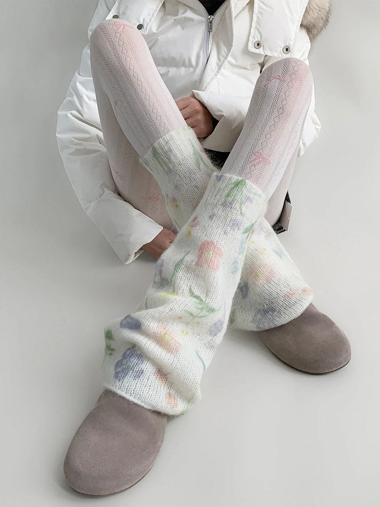 Floral Leg Warmers Pastel