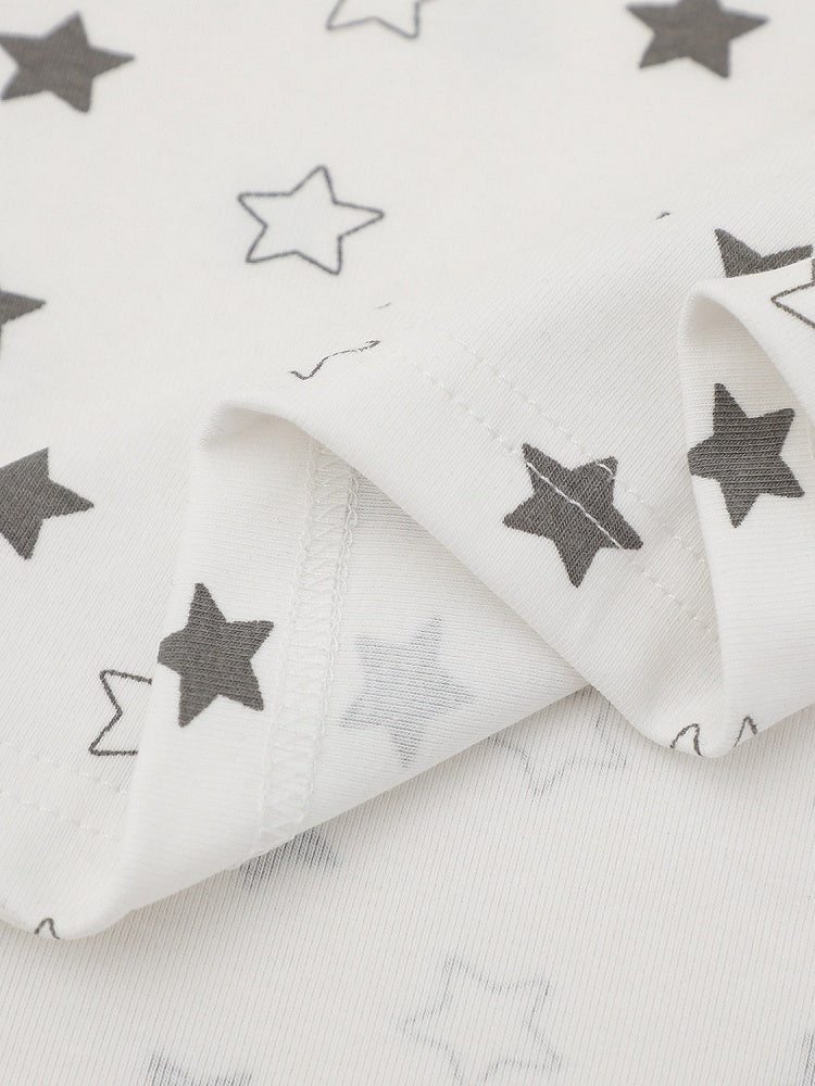 White Asymmetric Tee with Star Motif & Puppy Emblem - Languid Park