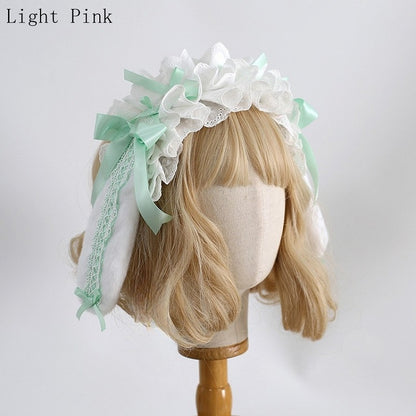 バニーディテール耳カラーKC蝶結びフリルロリータオプション8スイート