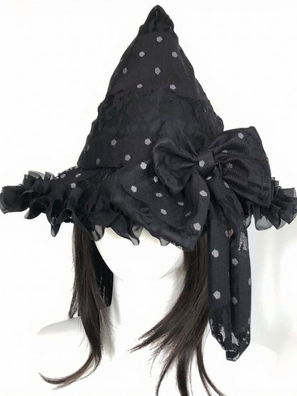 Gothic Pointed Witch Hat with Bow - freetrader
