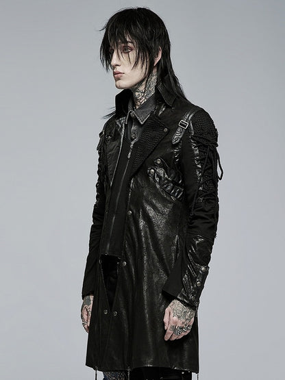 Punk Hot Personalized Long Black Men's Glue Windbreaker Sleeved