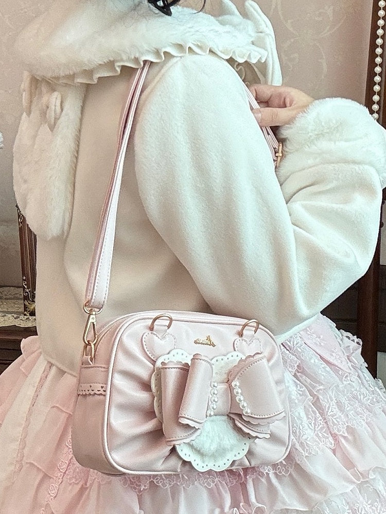 3-Way Leather Sweet Details PU Pink Lolita - Bag Beads
