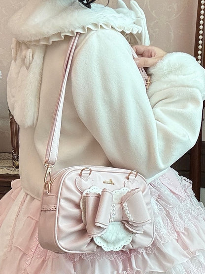 3-Way Leather Sweet Details PU Pink Lolita - Bag Beads