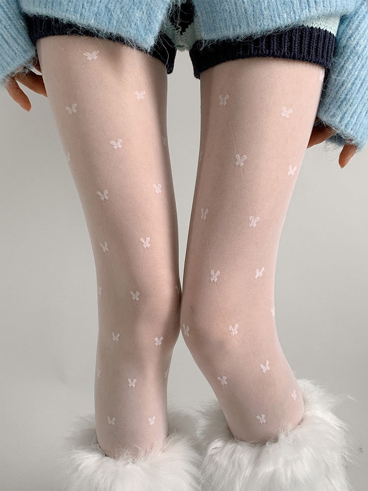 Bow Pantyhose Sheer Print