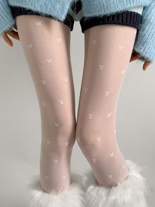 Bow Pantyhose Sheer Print