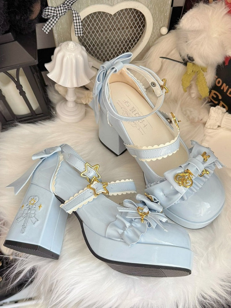 Bow Key Sky Motif Scalloped with Blue Mary Design Hime Janes Lolita Edge