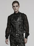 Black White Men's Gothic Palace Embroidered Waistcoat