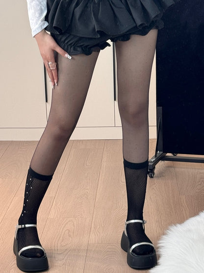 Strumpfhose mit Punktemuster Schwarz/Weiß