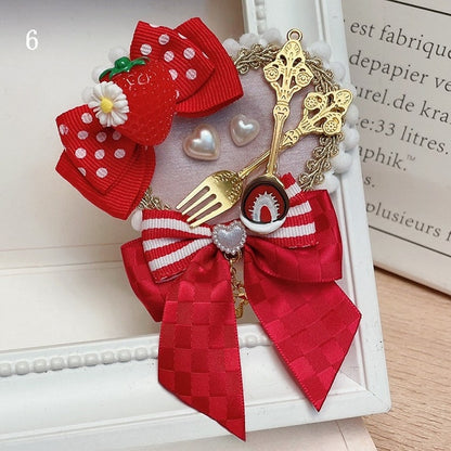 Herzförmige Schleife Optionen verziert süße Brosche Lolita