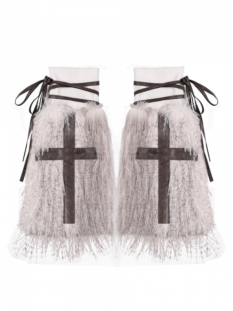 コーヒーゴシックPUクロスシャギーレッグウォーマー