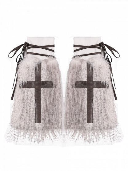 コーヒーゴシックPUクロスシャギーレッグウォーマー