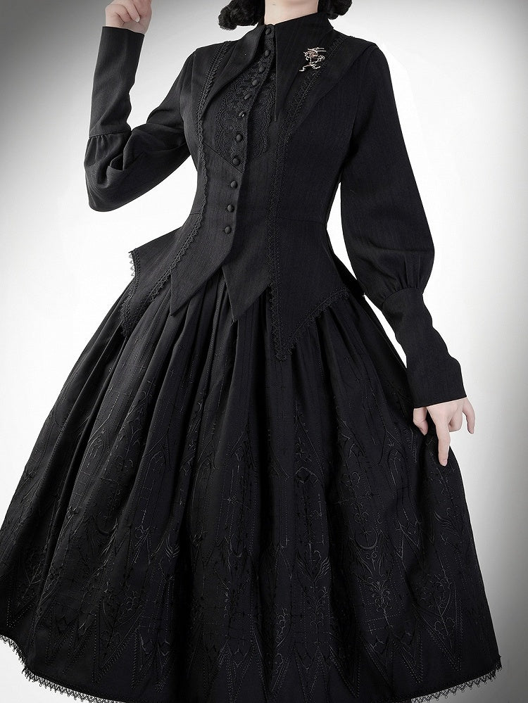 Lolita Shirt Pointed Sleeves Flat Black Collar Gothic Long
