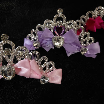 Crown Heart Decorated Details Pink/Purple/Rose Rhinestone Bowknot Pink
