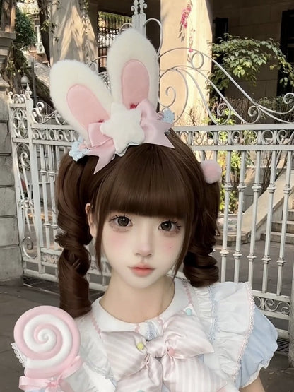 / ロリータ スイート 耳と帽子 ピンク バニー ぬいぐるみ ミニ イエロー ブルー