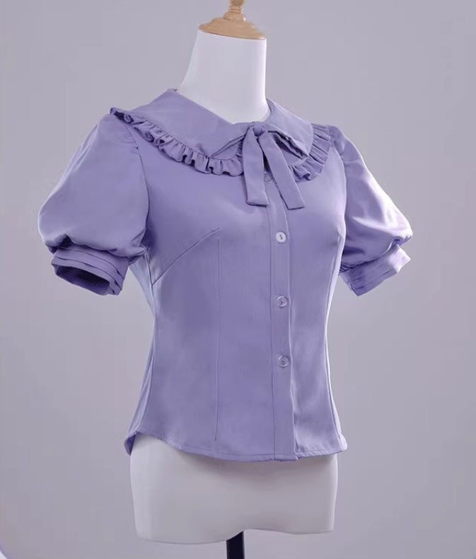 Love, Chunibyo &amp; Other Delusions Takanashi Rikka Lila Hemd mit schwarzem Kleid Lolita-Stil Cosplay Kostüm Komplettset
