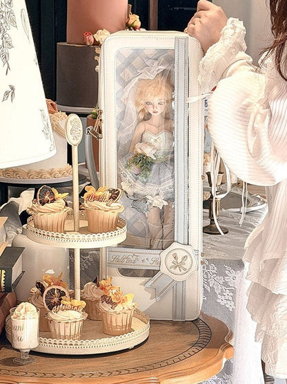 Kawaii 1/4 Scale BJD Bag with Transparent Window and Embroidered Accents - Salt Tea