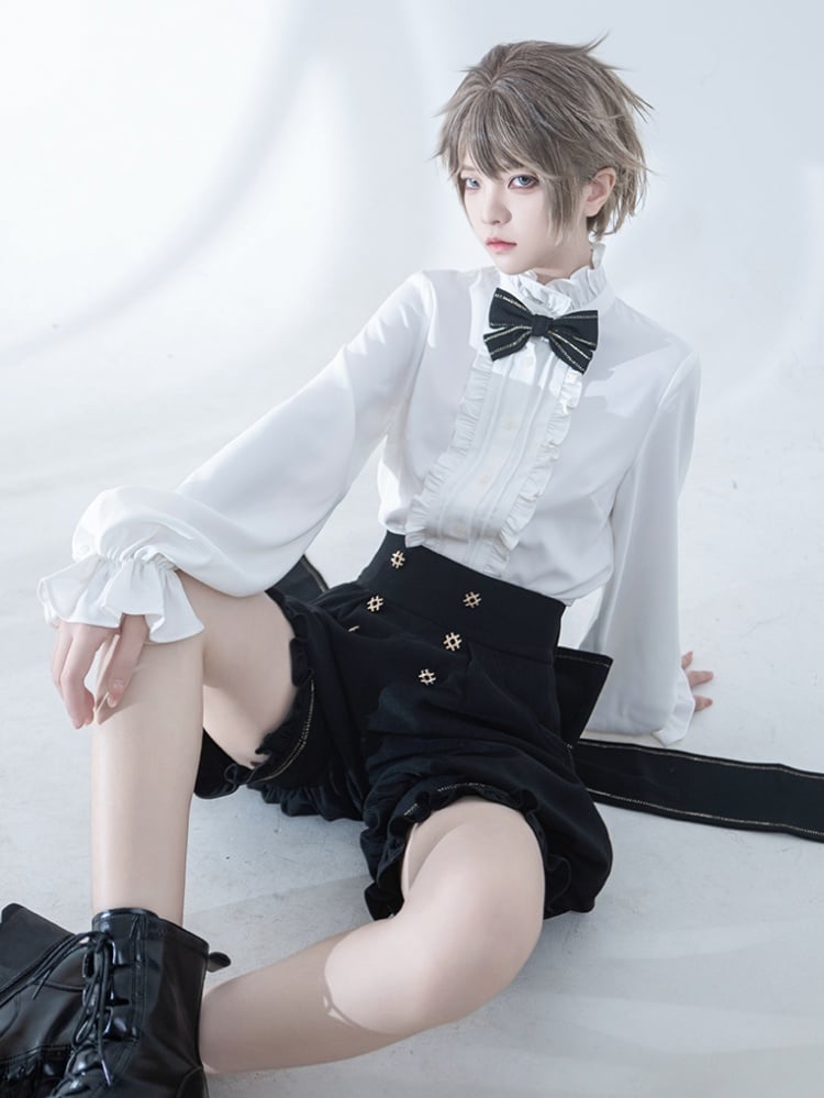 Chemise Lolita Ouji à encolure volantée Prince Blanc