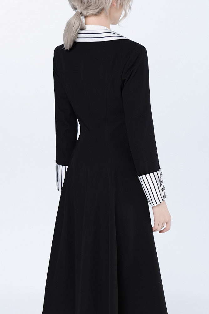Striped Lapel Tailcoat with Clown Motif Black Accents - DevilInspired Exclusive Collection