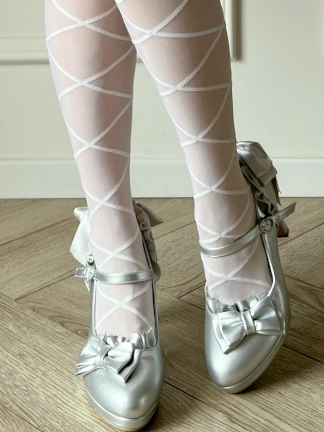 Rüschen Silber High Trim - Lolita bei Heels Bow Elegant Top