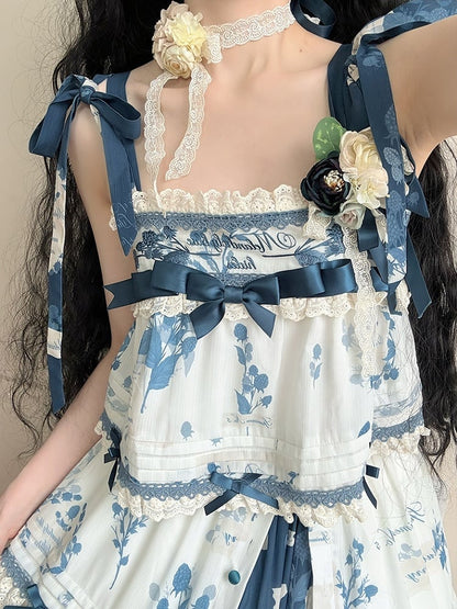 Rock Sommer Cami + Top Print Verfügbar Plus Lolita Set Blau Größen Mulberry